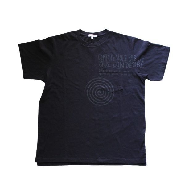 新品　送料無料　ENGINEERED GARMENTS エンジニアードガーメンツ　プリントクロス クルーネックTシャツ　半袖　Spiral 　Black　S　メンズ_画像1