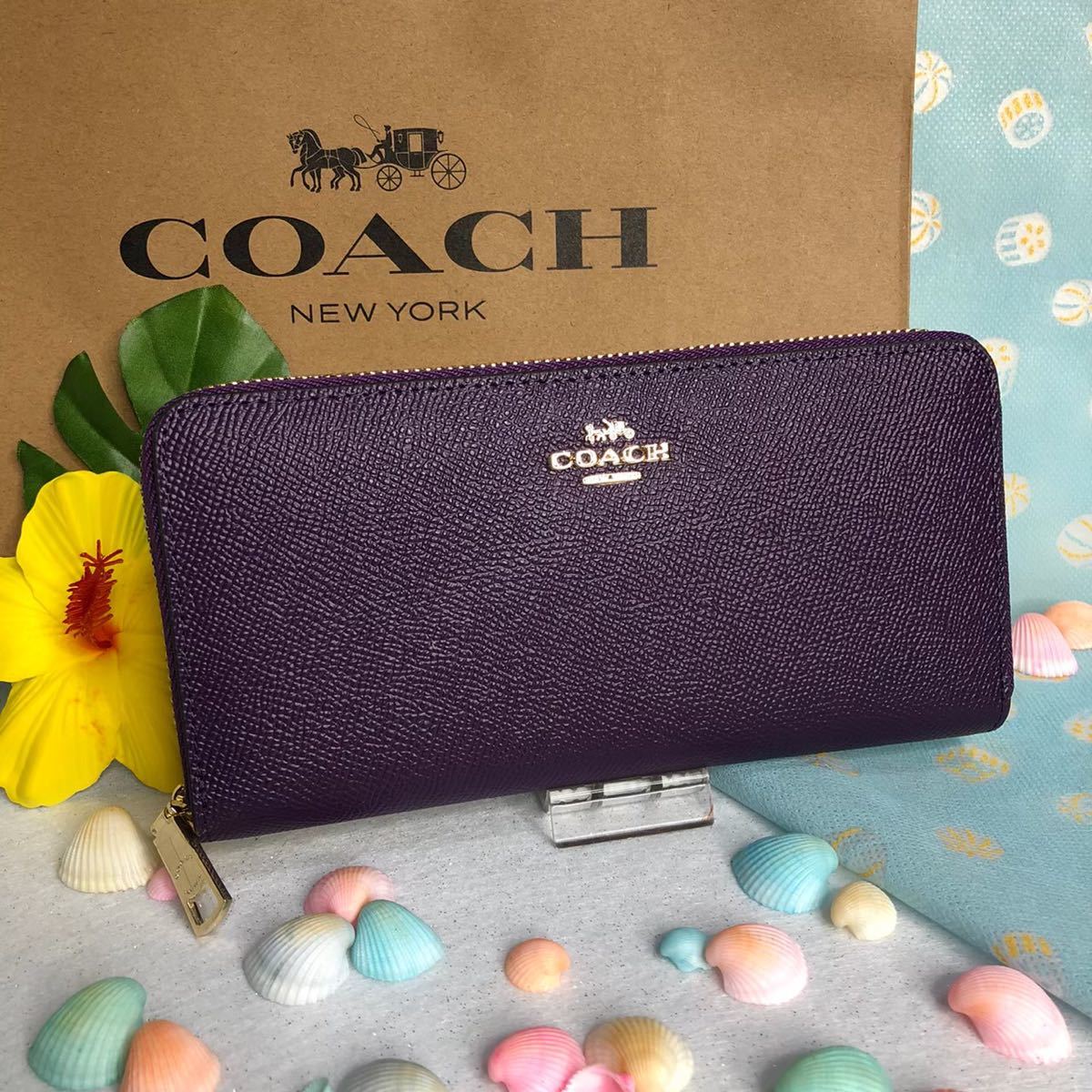 爆売り Paypayフリマ Coach コーチ 長財布 パープル 紫 シンプル 新品 被り心地最高 Peach Active Com