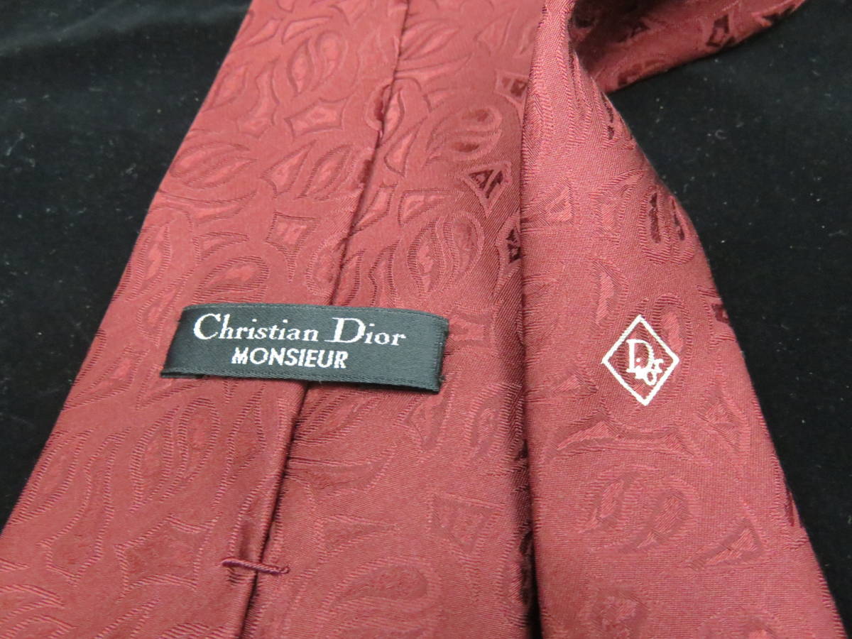 Christian Dior クリスチャン・ディオール メンズ　ネクタイ　ボルドー　 ビジネス スーツ 服飾小物 ブランド R36111_画像6