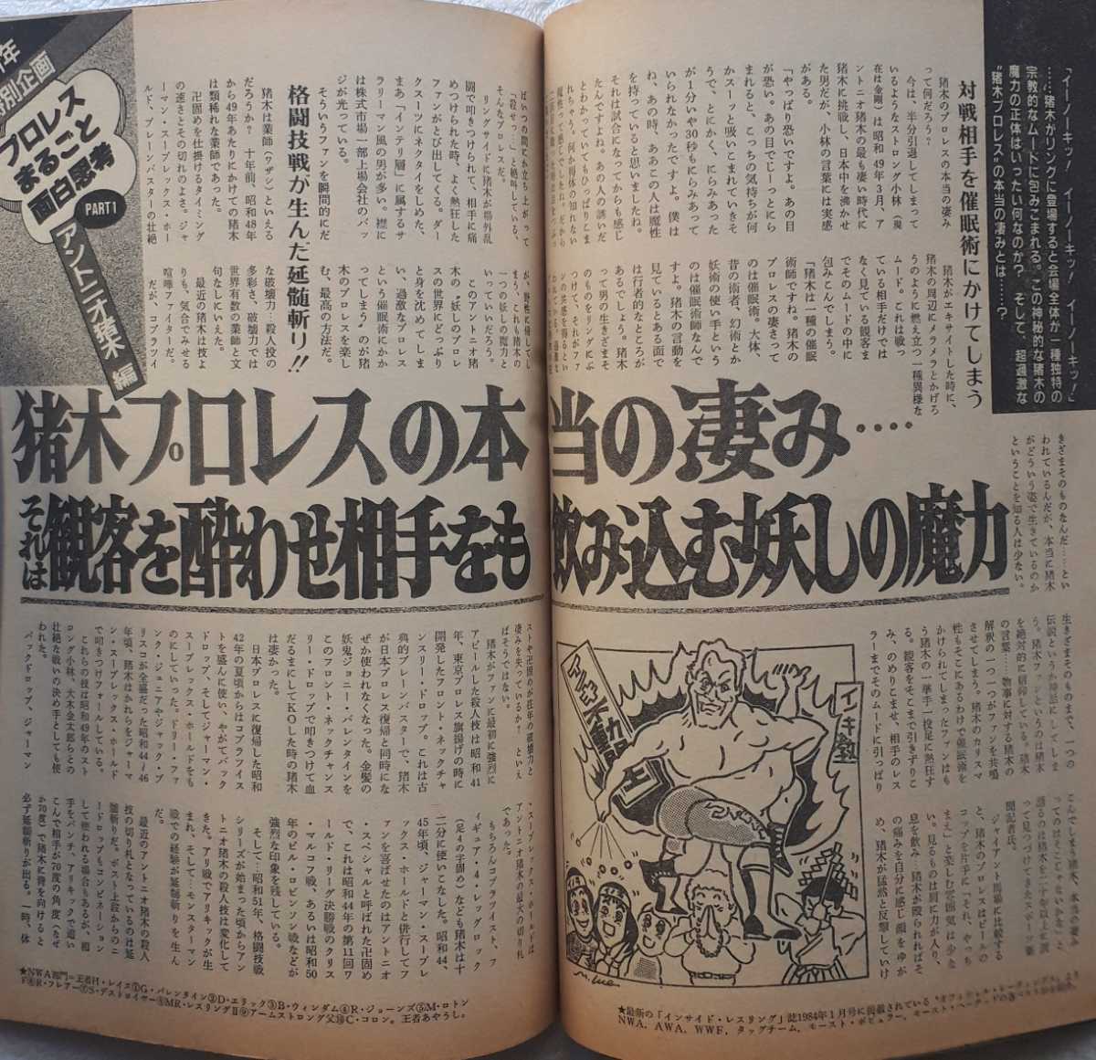 (株)日本スポーツ出版社「ゴング1984年1月号　●新年特別企画　プロレスまるごと面白思考」1984年1月1日発行_画像9