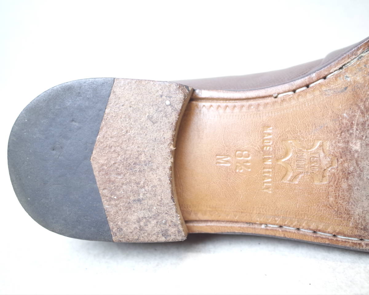 [ prompt decision price successful bid free shipping ]1961#Zelli ITALIA# Italy made handcraft /pe knee Loafer / moccasin / man 25-25.5cm/ woman 26cm#