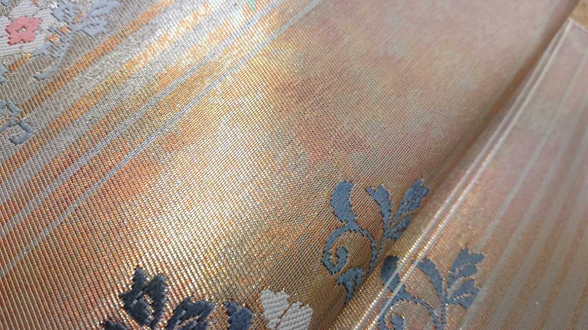 新品 高級 名古屋帯 69 引き箔名古屋帯 金彩系 華文花唐草文様 未