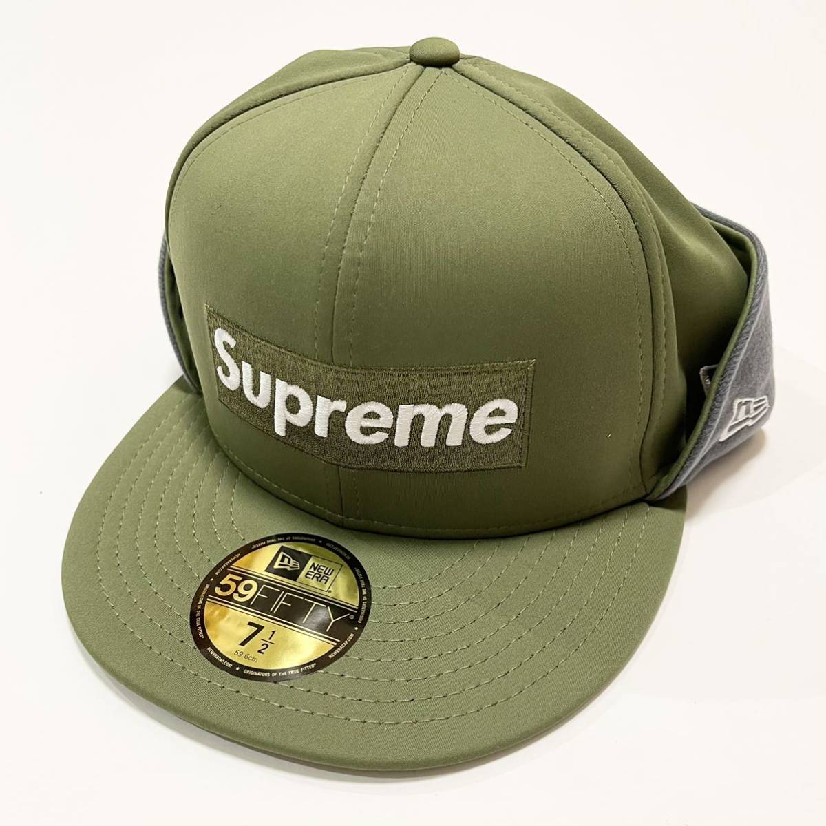 7 1/2】Supreme 20FW WINDSTOPPER Earflap Box Logo New Era グリーン