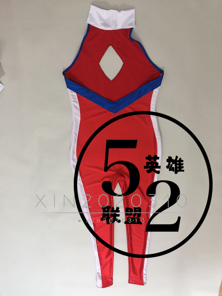 特撮 ヒロインgiga lady 青赤 レオタード コスプレ衣装 風(ウィッグ 靴