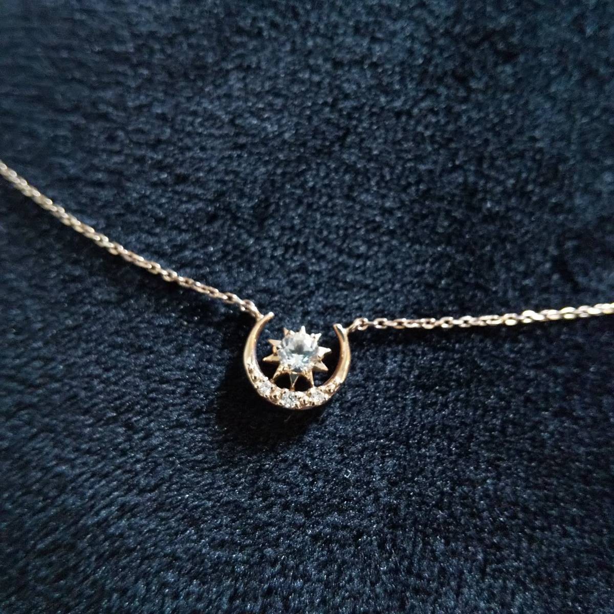 新品同様 STAR JEWELRY K10 PG ネックレス ダイヤモンド ホワイト