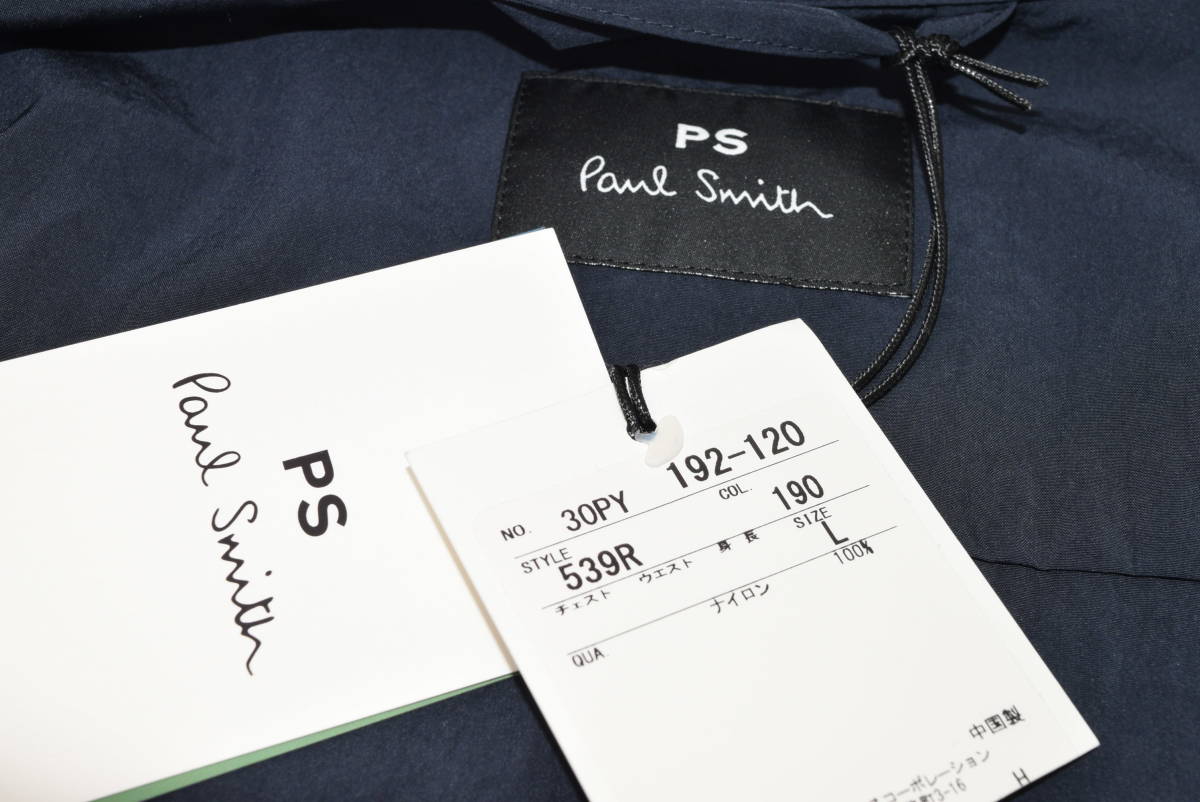 ☆新品未使用☆Paul Smith PS LOGO COACH ナイロン ジャケット☆ネイビー☆Lサイズ 肩幅47㎝ 身幅55㎝ 着丈68㎝ 袖丈62㎝☆定価39,600円_画像9