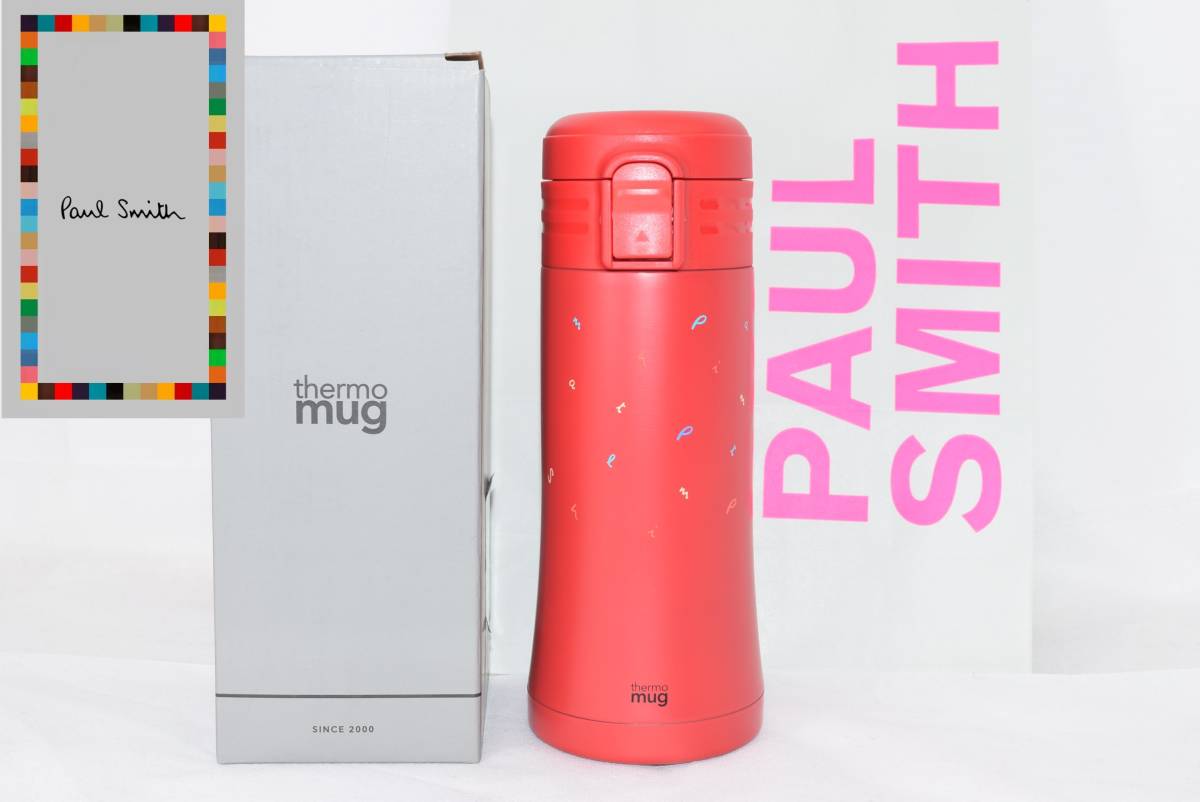 * new goods unused *Paul Smith Logo alphabet bottle stainless steel flask * red * capacity 350ml * vacuum 2 -ply structure * box & paper bag attaching 