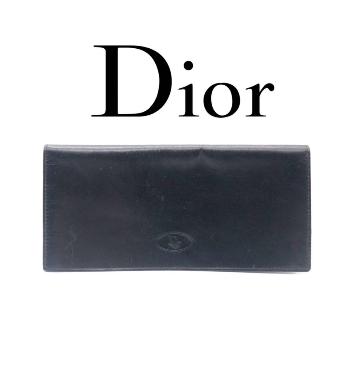 ディオール Dior 二つ折り札入れ レザー 革 ブラック 黒 財布