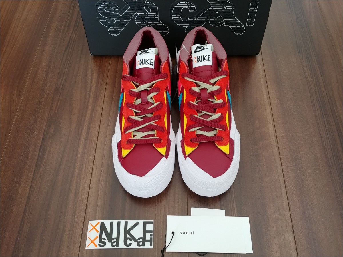 Nike × sacai × KAWS Blazer Low Team Red 26.5cm US8.5