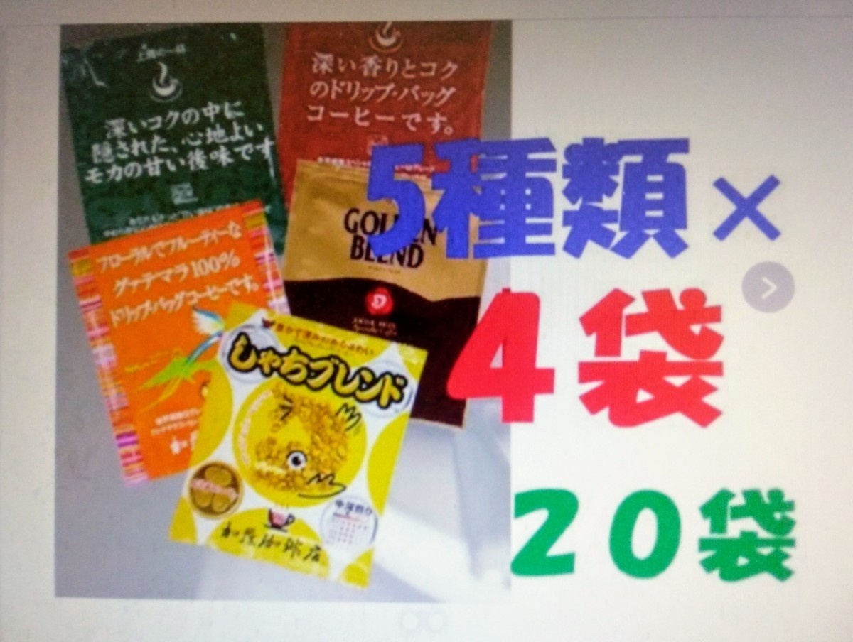 【期間限定価格】ドリップバックコーヒー５種20袋 加藤珈琲専門店 送料無料 
