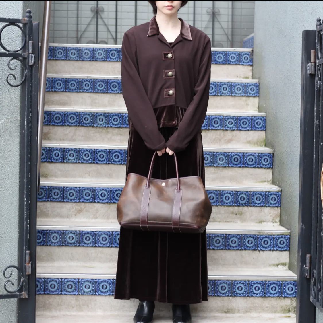 HERMES LEATHER TOTE BAG MADE IN FRANCE/エルメスガーデンパーティーレザートートバッグ
