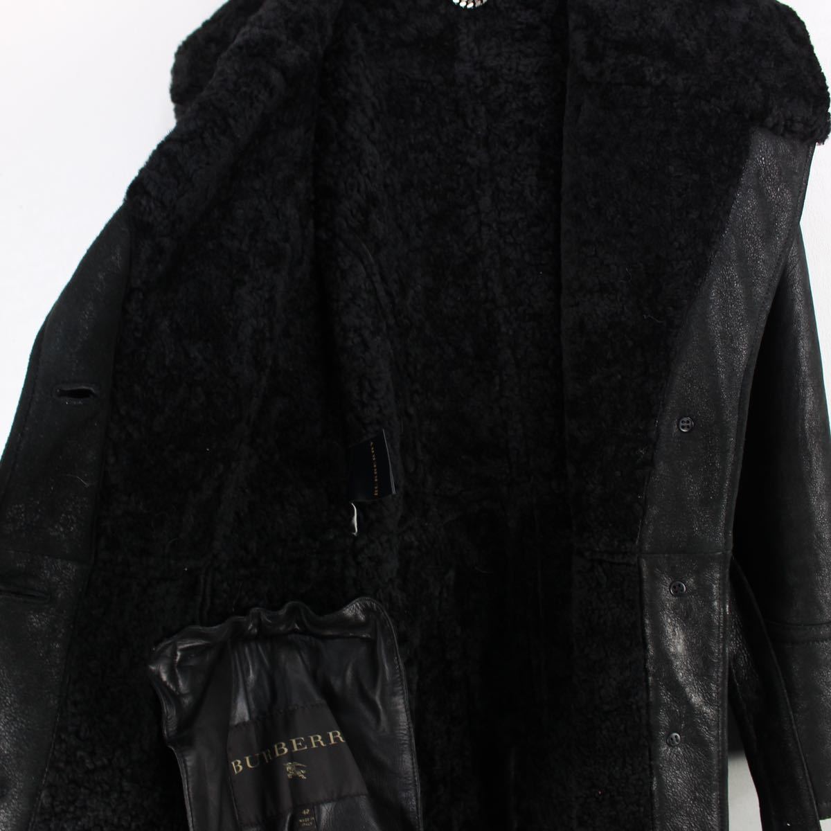 BURBERRY PRORSUM MOUTON LONG BELTED COAT MADE IN ITALY/バーバリープローサムムートンロングベルテッドコート_画像9