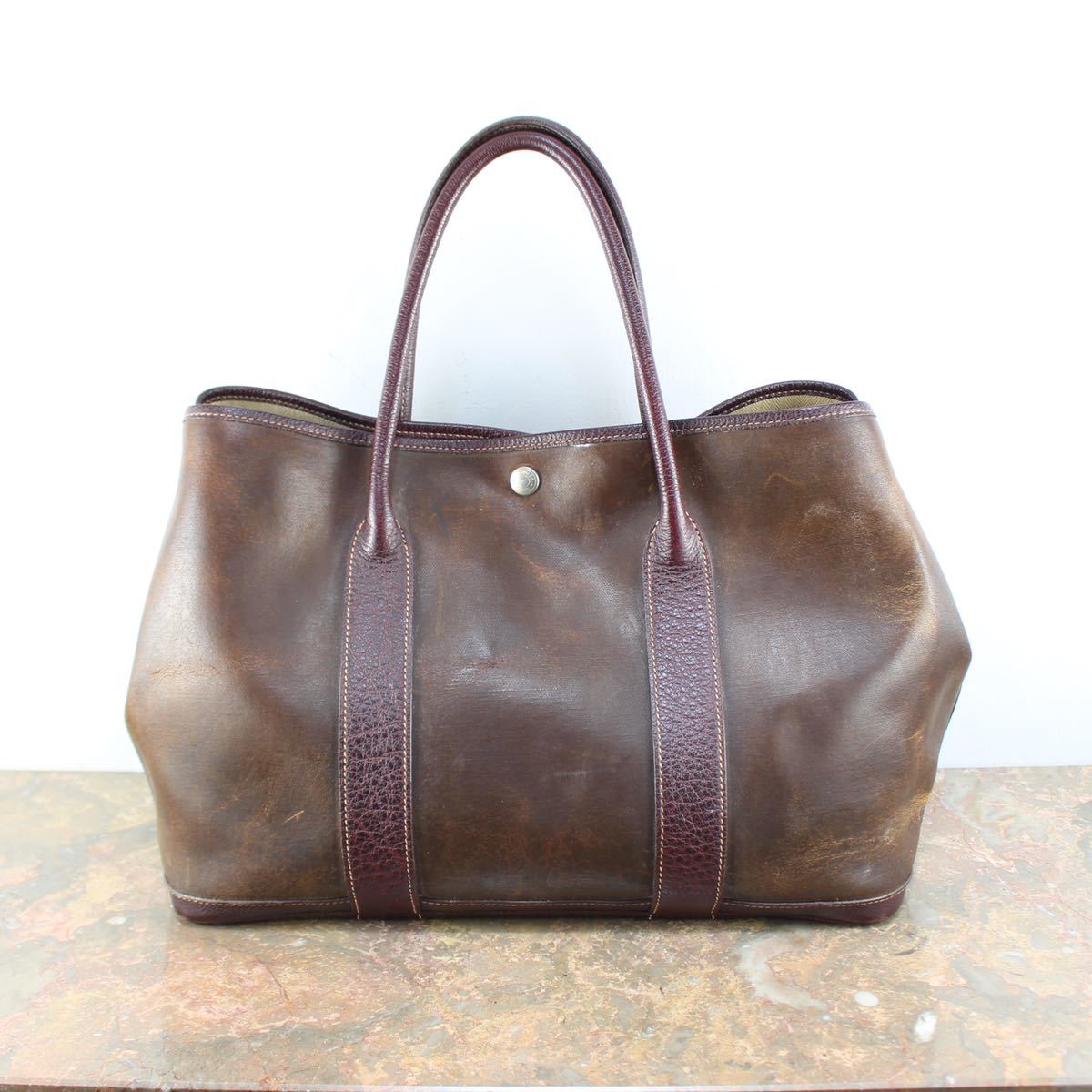 HERMES LEATHER TOTE BAG MADE IN FRANCE/エルメスガーデンパーティー