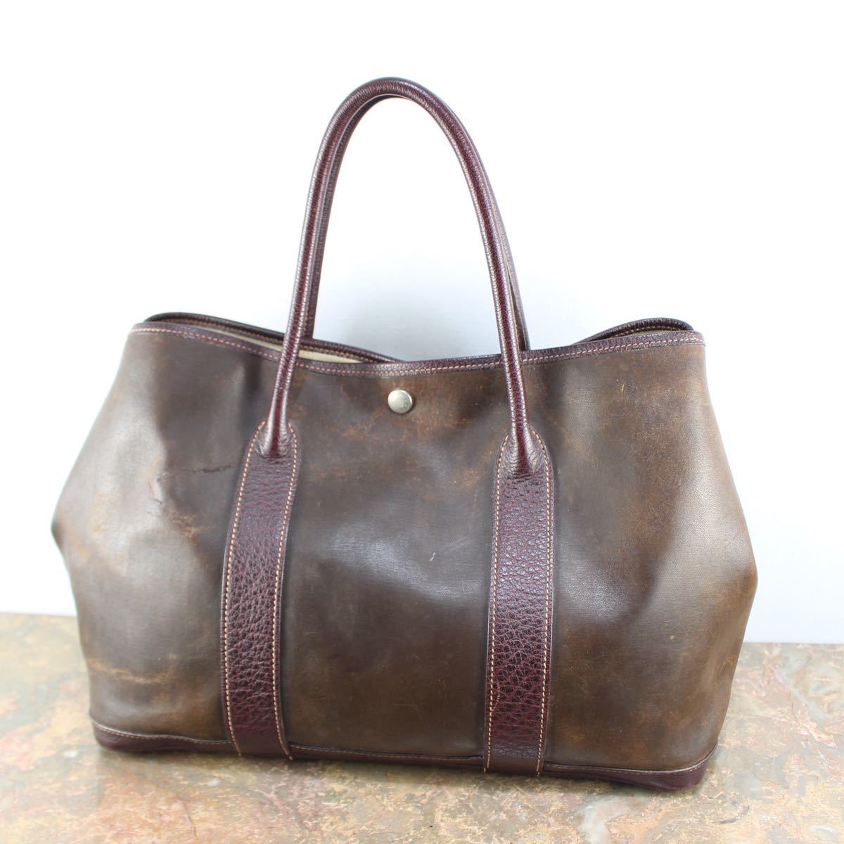 HERMES LEATHER TOTE BAG MADE IN FRANCE/エルメスガーデンパーティー