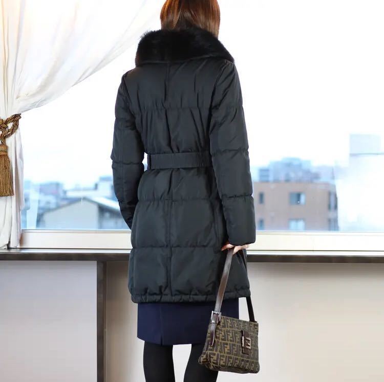 BURBERRY LONDON FUR BELTED LONG DOWN COAT/バーバリーロンドンファー