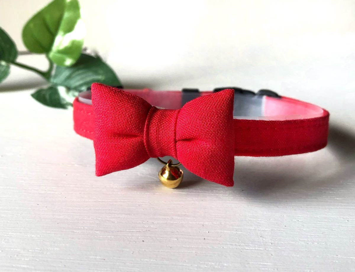 赤リボン シンプルな赤首輪  猫 首輪