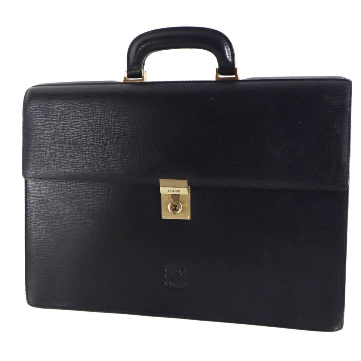 Loewe Loebe Borftame Business Bag Leather Black