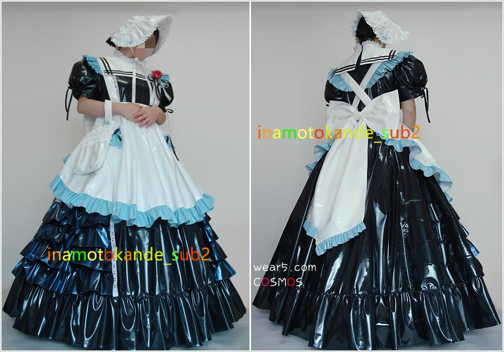 オリジナルメイド服ーカテゴリ：オリジナル 紺/ネイビー 光沢エナメル 
