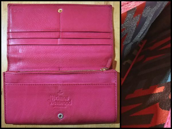 ヴィヴィアン ウエストウッド Vivienne Westwood 長財布 レッド ピンク レザー 本革 財布 カード 札 小銭 入れ 多収納 高級 ブランド 珍 品_画像4