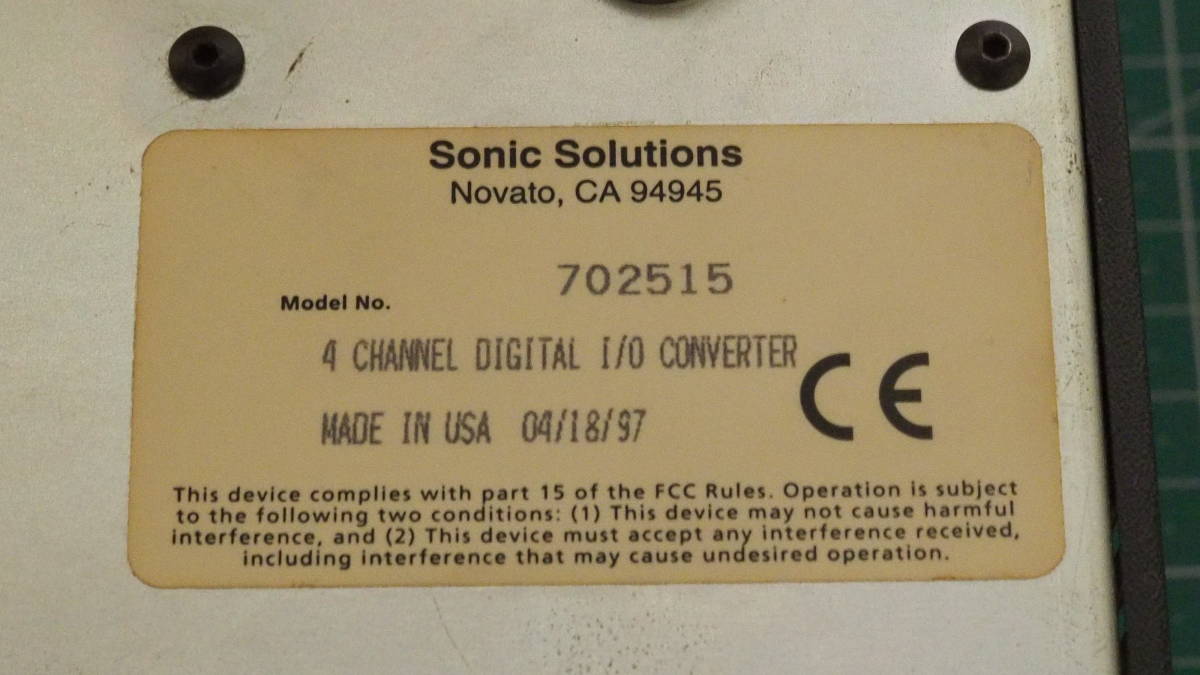 * electrification has confirmed SonicSolutions[SonicSystem]Digital I/O-4