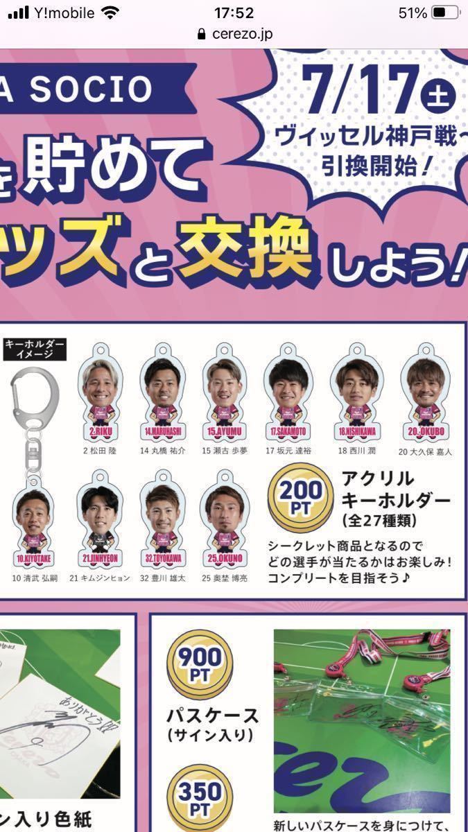 2021 セレッソ大阪 新井直人 ファンクラブ会員限定 アクリルキーホルダー SAKURA SOCIO サクラソシオ_画像1