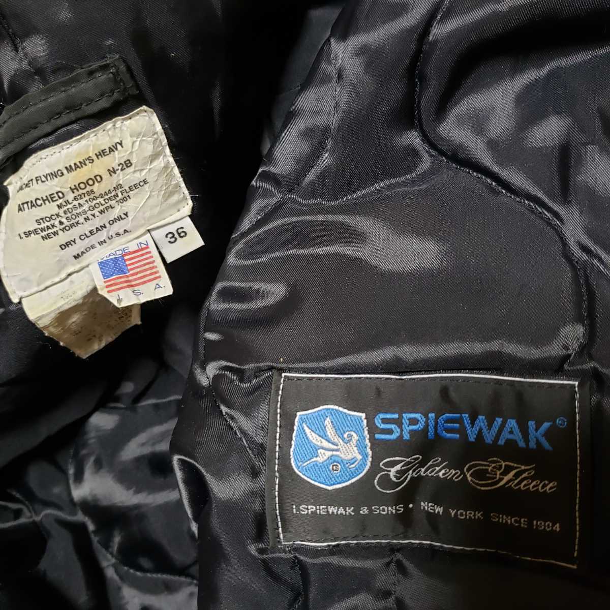 SPIEWAK スピワック N-2B 米国製 フライト ジャケット flight JACKET 黒(検 REALMcCOY'S リアルマッコイズ BUZZRICKSON'S バズリクソンズ