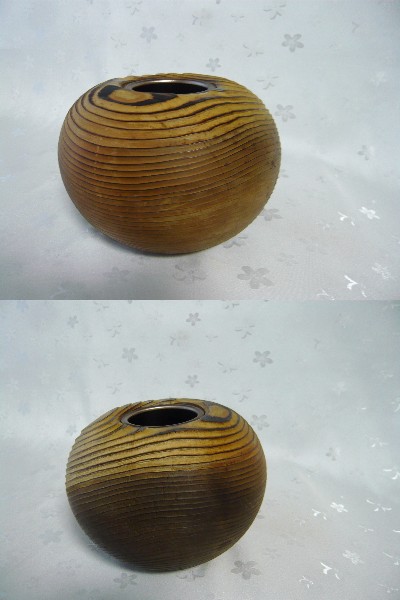*USED beautiful goods * vase * wooden Japanese cedar . Japanese cedar vase * natural tree flower vase folkcraft goods handicraft *602