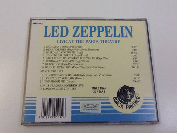 中古CD/レア盤 『LIVE AT THE PARIS THEATRE』 No.335_画像2