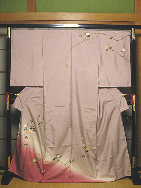 石川県指定無形文化財 手織り牛首紬訪問着（八掛付）白山工房