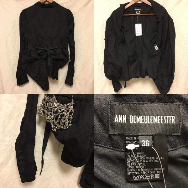 新品 20万 ANN DEMEULEMEESTER アンドゥムルメステール 装飾 ジャケット 36 品のある一枚_画像3