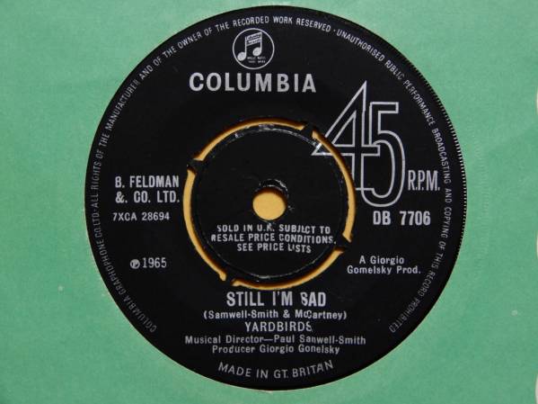 Yardbirds-Still I'm Sad★英Orig.7”/マト1/Jeff Beck_画像1