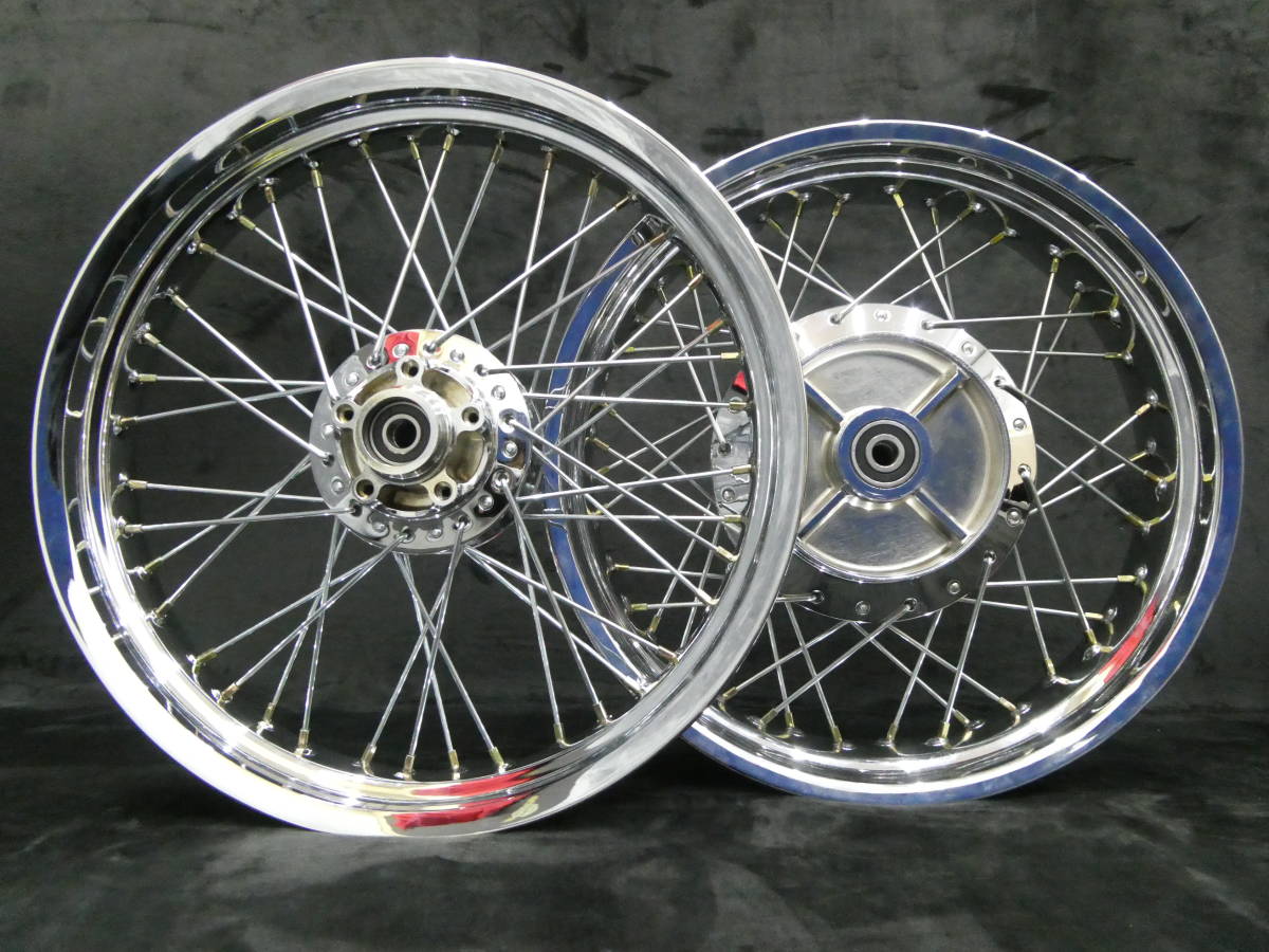 ゼファーχ メッキ スポークホイール/車検対応ZR400G前後18インチ ゼファーχ メッキ スポークホイール/車検対応ZR400G前後18インチ