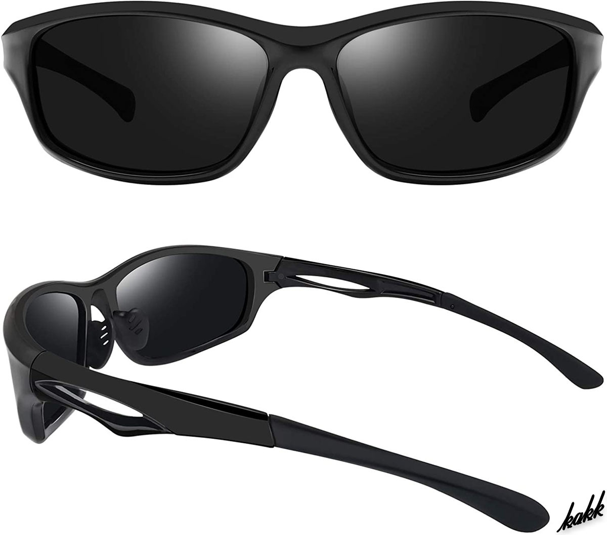【超軽量フィット】 スポーツサングラス メンズ 偏光レンズ UVカット UV400 アウトドア ドライブ サイクリング グレー ブラックフレーム