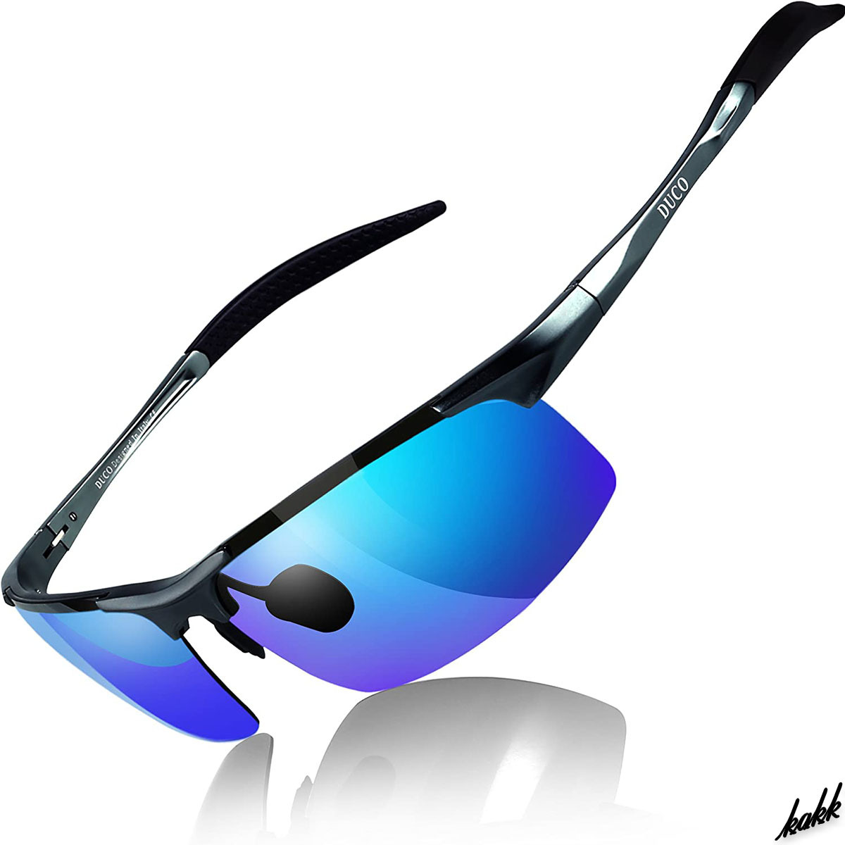 【超軽量アウトドアに最適】 スポーツサングラス 偏光 UV400 AL-MG合金 自転車 釣り マリンスポーツ ドライブ ブルーレンズ