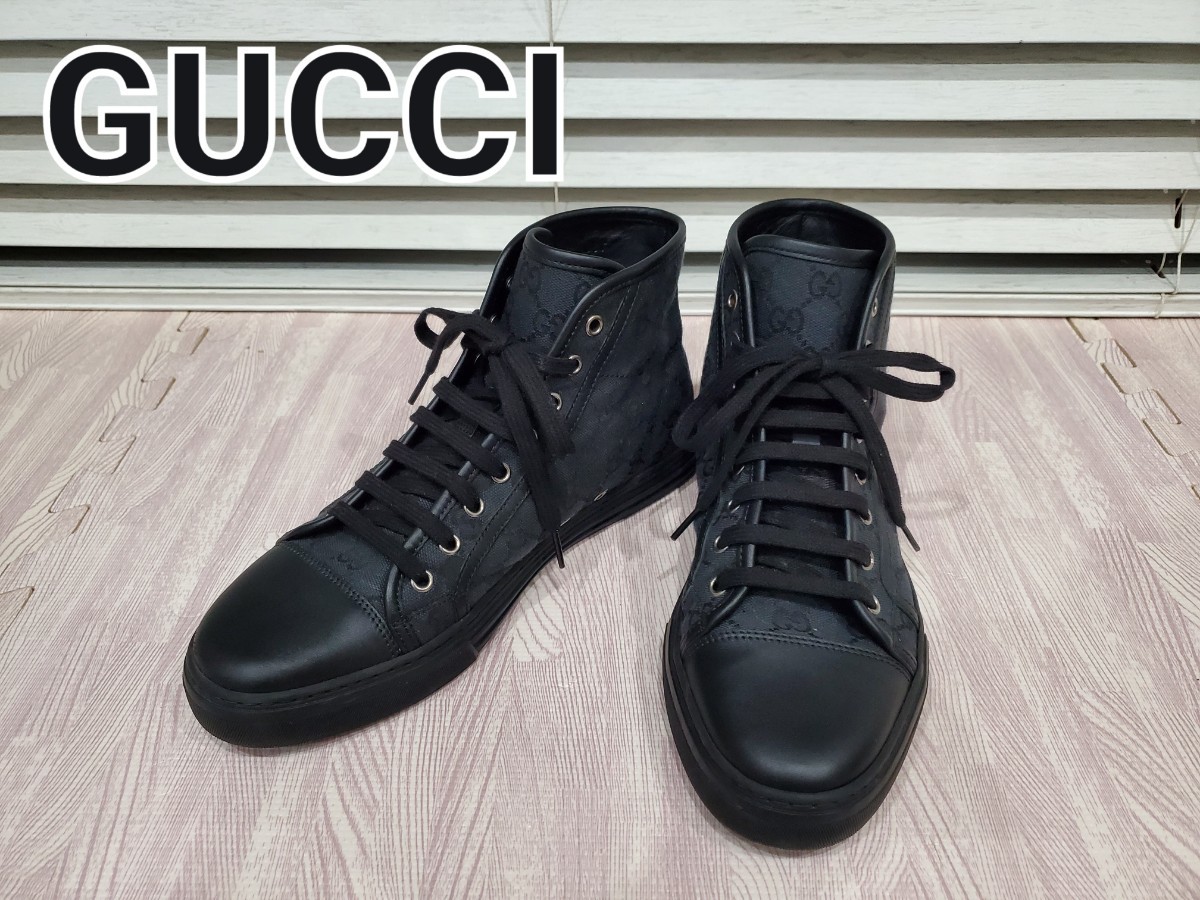 極美品 ほぼ未使用 GUCCI GG柄 ハイカット グッチ スニーカー