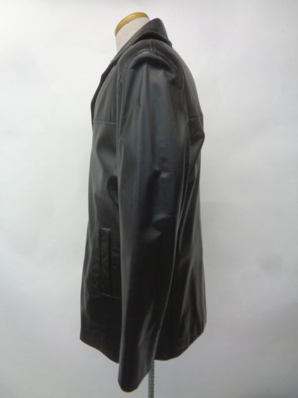 メンズ　ブラック・レザー・コート　アメリカンサイズ　38-40_画像2