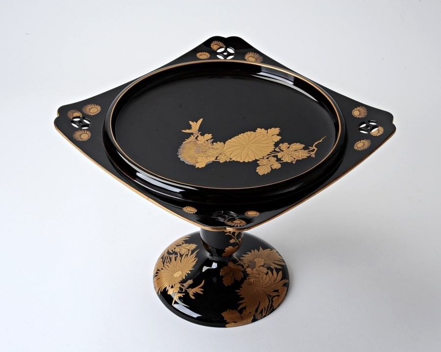 黒漆塗金蒔絵菊花文 高坏 菓子器 | normanhubbard.com