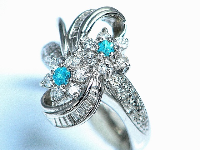 ブラジル産天然パライバトルマリン0.16ct ダイヤモンド0.50ct PT900 ...