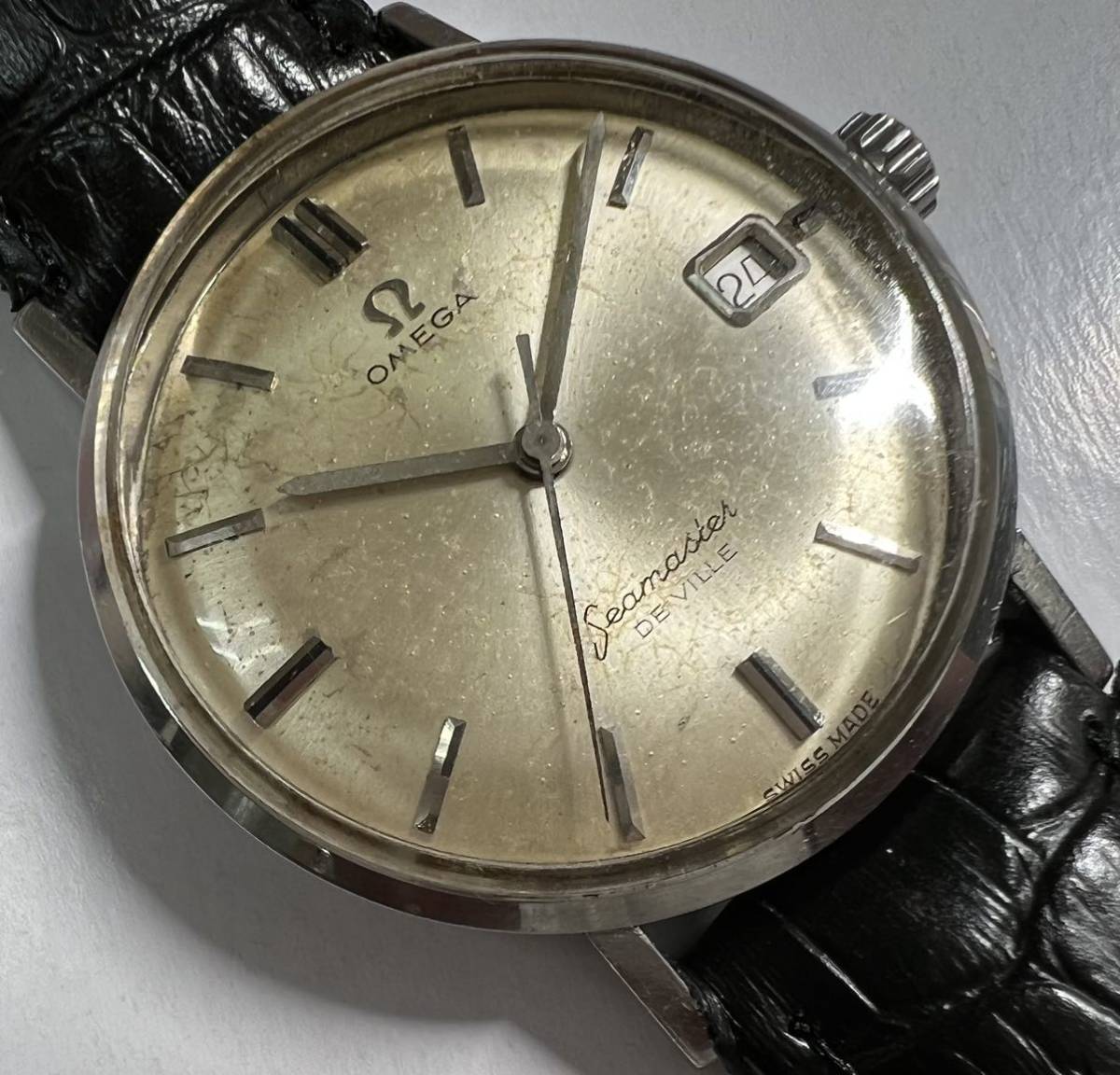 オメガ Seamaster シーマスター デイト メンズ 手巻き Cal.610 腕時計 water proof 動品　OMEGA vintage watch は-1052