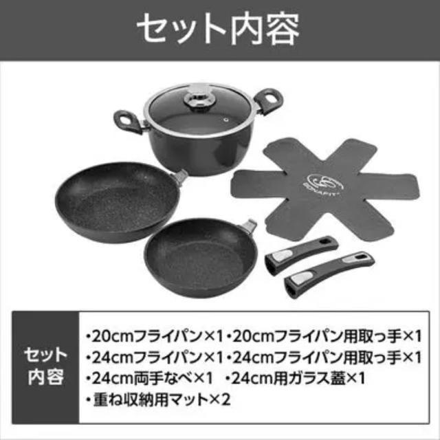 新品 送料無 ガス IH オール電源対応 ショップジャパン ネオフィット フライパンなべセット 鍋 フライパン×2 なべ×1 フッ素コーティング