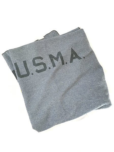 雑貨 古着 40s 米軍 「USMA」 ステンシル ミリタリー ウール ブランケット ラグマット 大判 古着 その他