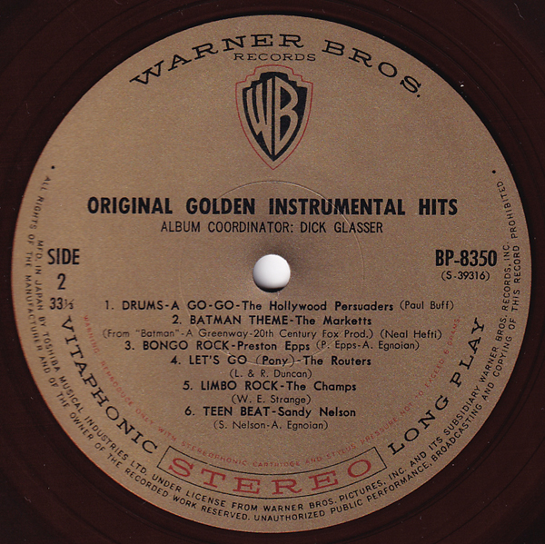 赤盤LP☆これぞオリジナル インストゥルメンタル・ヒット サンディー・ネルソン ORIGINAL GOLDEN INSTRUMENTAL HITS Red Vinyl 美女ジャケ _画像5