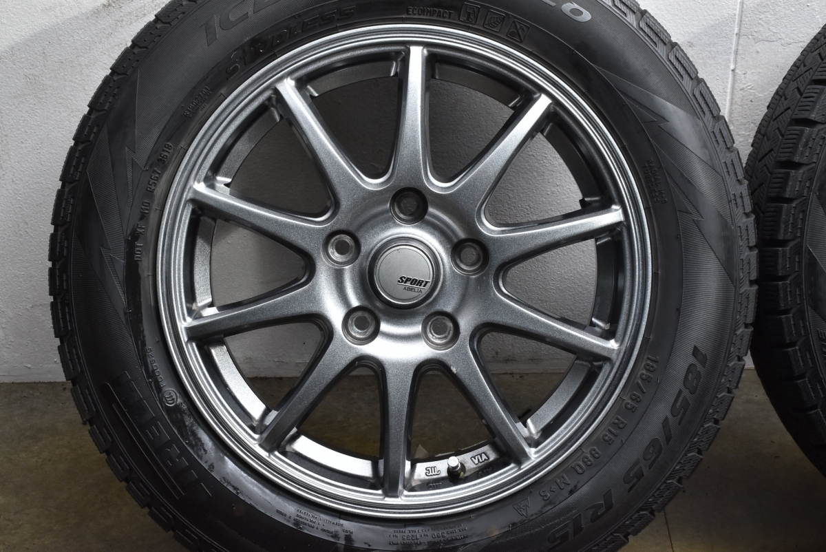 【美品】SPORT ABELIA 15in 6J +53 PCD114.3 ピレリ アイスアシンメトリコ 185/65R15 ホンダ フリード トヨタ ジャパンタクシー 即納可能_画像5