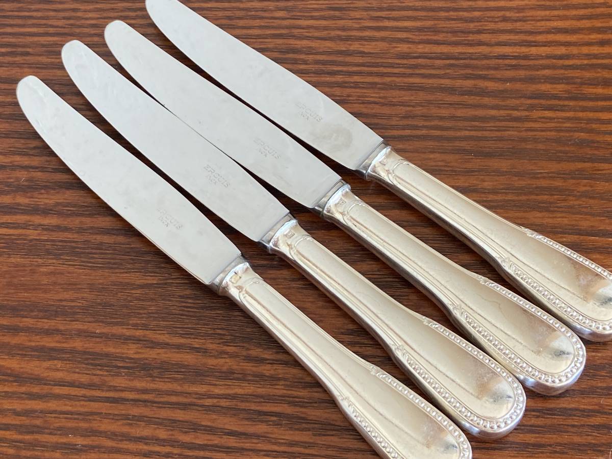 誕生日プレゼント フランス エルキューイ パール 純銀メッキ製サイドナイフ 4本 20.6cm/Ercuis/468-1 テーブルナイフ 誕生日プレゼント フランス エルキューイ パール 純銀メッキ製サイドナイフ 4本 20.6cm/Ercuis/468-1 テーブルナイフ