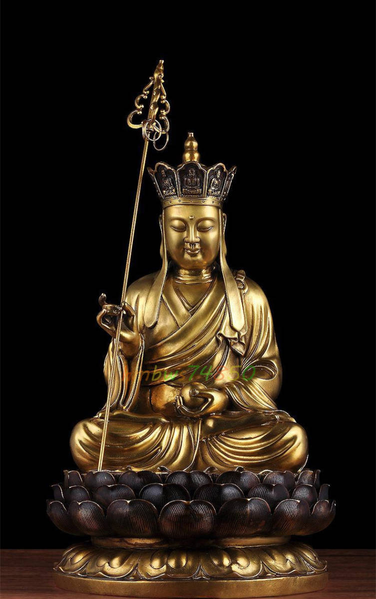 仏教法具 寺院用仏具」極上品 仏教美術 地蔵菩薩立像 仏像 真鍮製 高さ