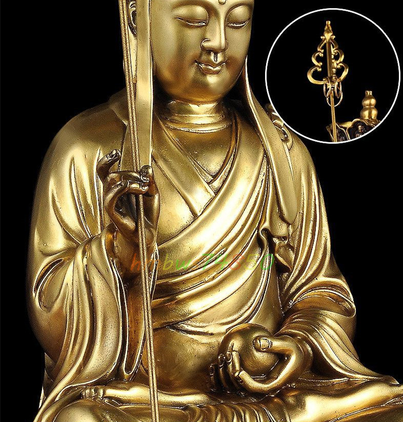 仏教法具 寺院用仏具」極上品 仏教美術 地蔵菩薩立像 仏像 真鍮製 高さ