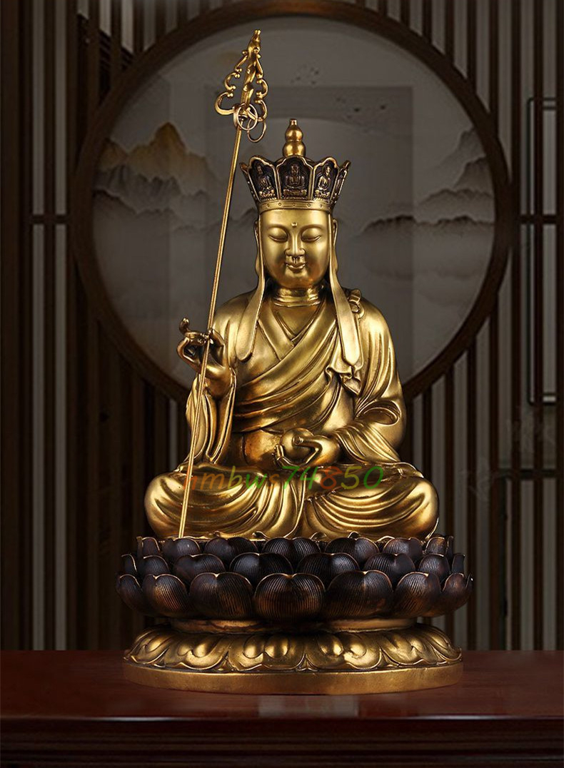 「仏教法具 寺院用仏具」極上品 仏教美術 地蔵菩薩立像 仏像 真鍮製 高さ55ｃｍ 重さ約11kg