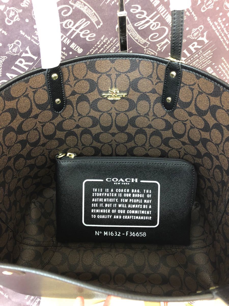 即納】 COACH コーチ ダークブラウン シグネチャー ブラック