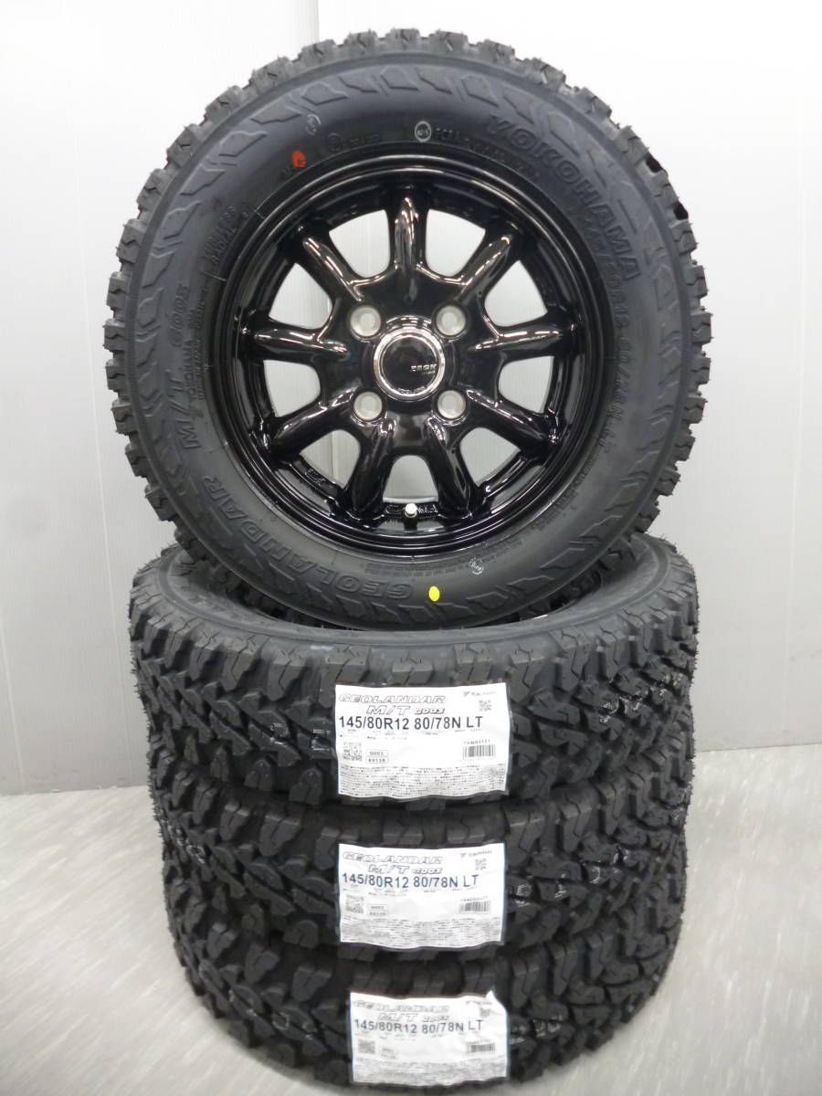 ヨコハマジオランダーM/T★145/80R12ブラックセット★145R12★軽トラ軽バンキャリーエブリーハイゼットアクティサンバーバモススクラム_画像1