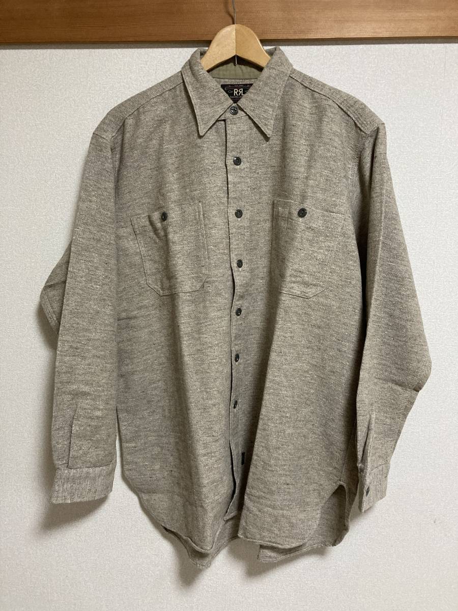 1990年代 アメリカ製 RRL ダブルアールエル Polo Ralph Lauren Wool & Silk ワークシャツ L ほぼ未使用　旧タグ